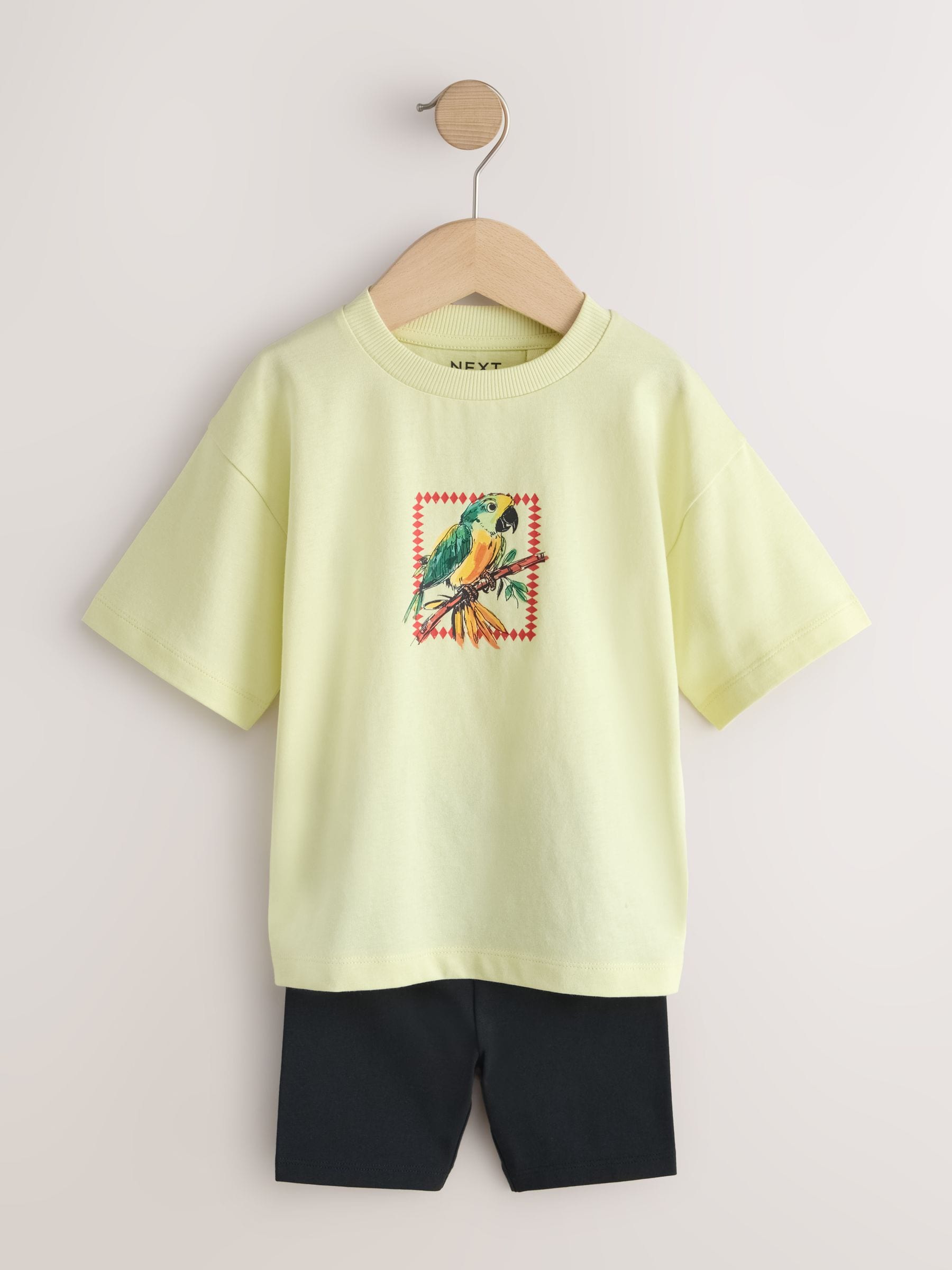 Light Yellow Tropical Summer Short Sleeve T-Shirt and Cycling Shorts Set (3mths-7yrs) image 4