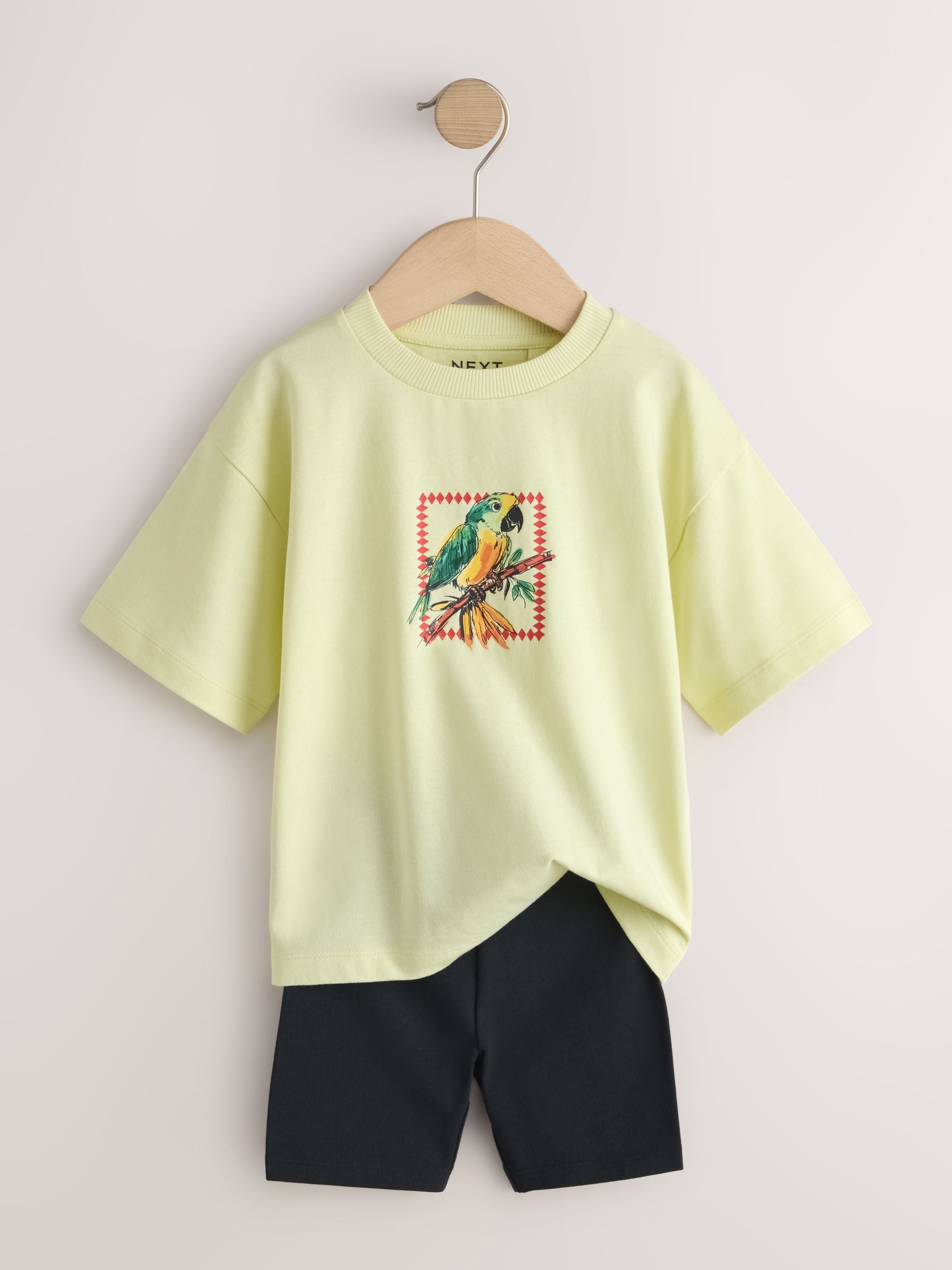 Light Yellow Tropical Summer Short Sleeve T-Shirt and Cycling Shorts Set (3mths-7yrs) image 6