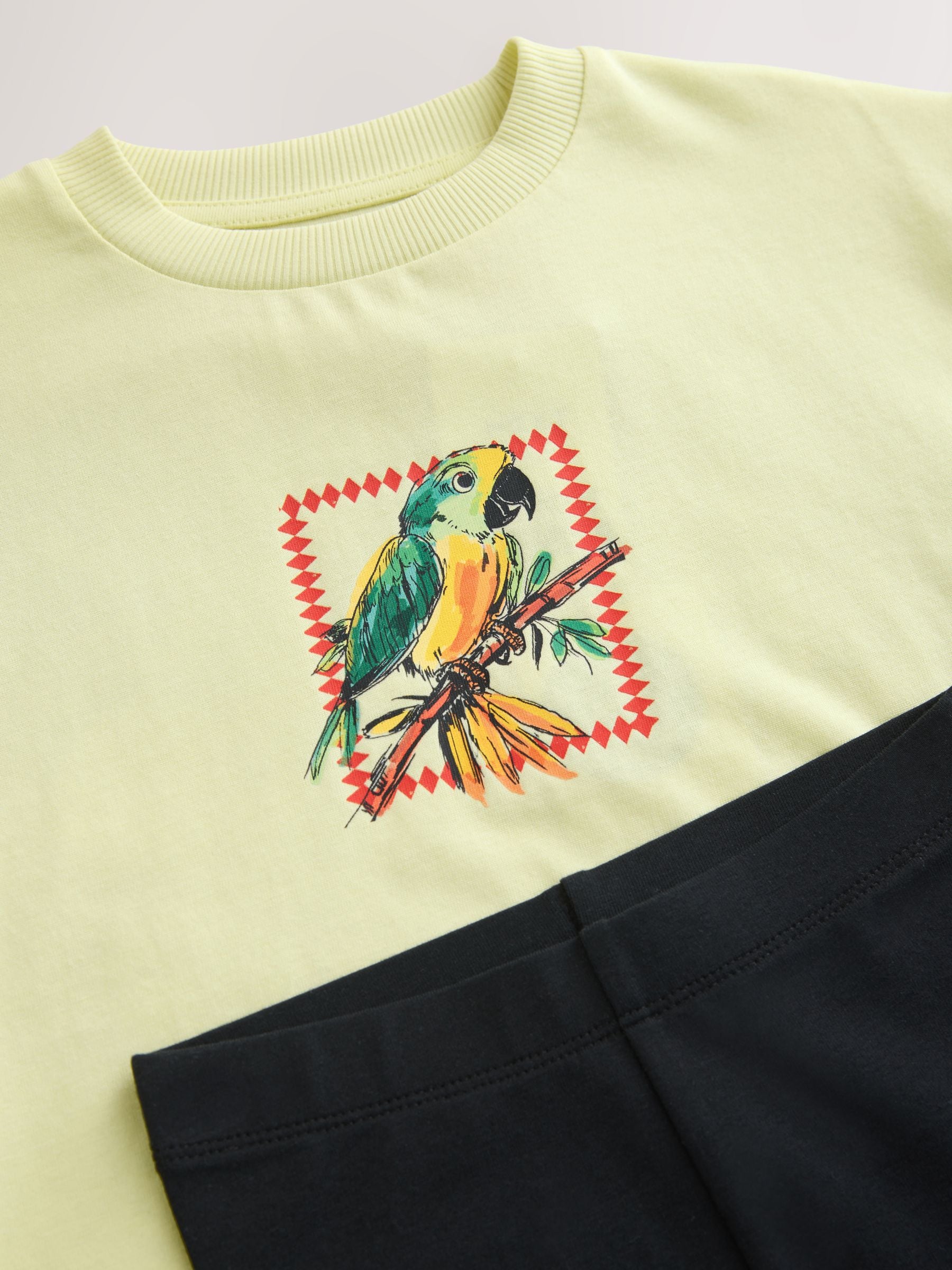 Light Yellow Tropical Summer Short Sleeve T-Shirt and Cycling Shorts Set (3mths-7yrs) image 7
