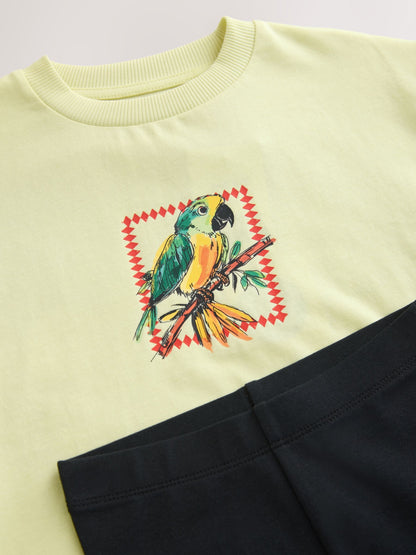 Light Yellow Tropical Summer Short Sleeve T-Shirt and Cycling Shorts Set (3mths-7yrs) image 7