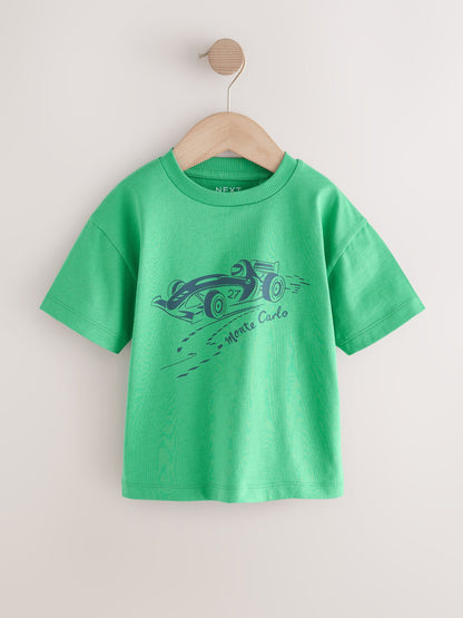 Blue/Green Car Short Sleeve Graphic T-Shirts 4 Pack (3mths-7yrs) image 5