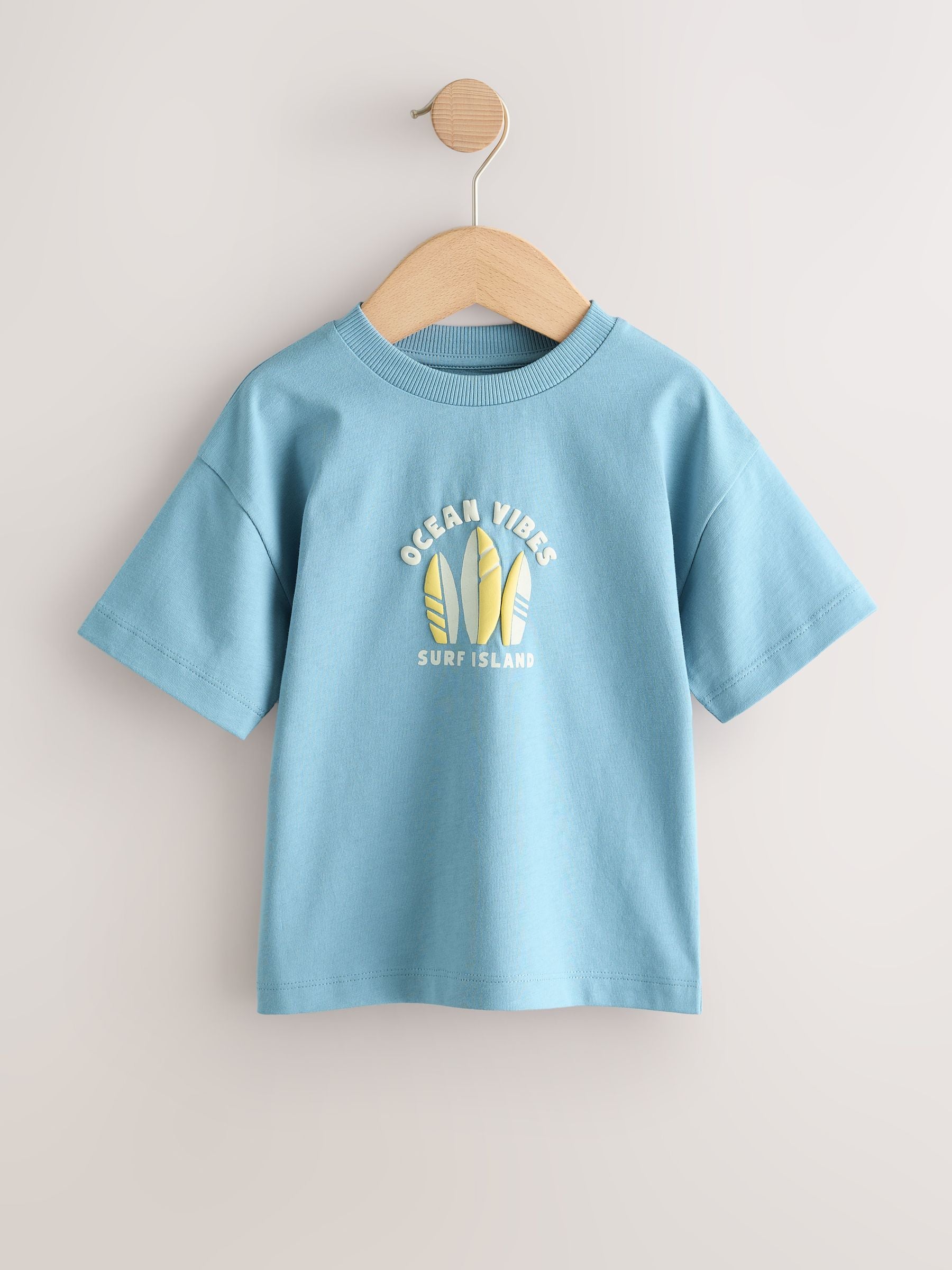 Blue/Yellow Surf Short Sleeve Graphic T-Shirts 4 Pack (3mths-7yrs) image 3