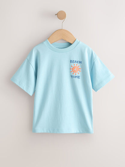Blue/Yellow Surf Short Sleeve Graphic T-Shirts 4 Pack (3mths-7yrs) image 5