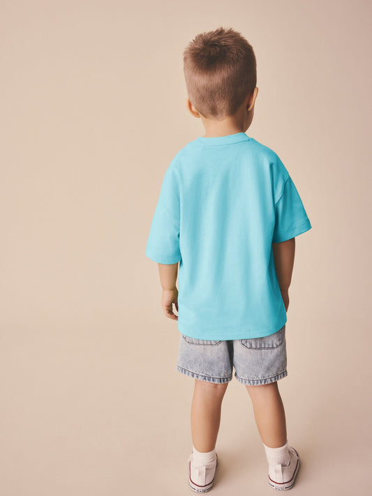 Bright Blue Short Sleeve Plain T-Shirt (3mths-7yrs) image 2