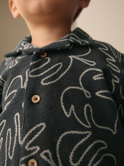 Black Leaf Print Short Sleeve Shirt and Shorts Set (3mths-7yrs) image 4