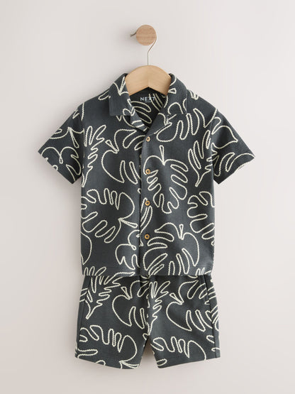 Black Leaf Print Short Sleeve Shirt and Shorts Set (3mths-7yrs) image 5