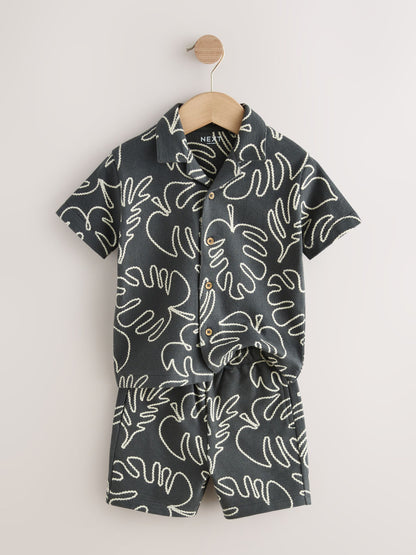 Black Leaf Print Short Sleeve Shirt and Shorts Set (3mths-7yrs) image 6