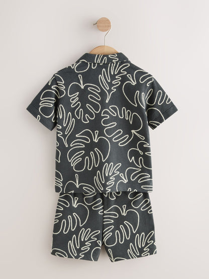 Black Leaf Print Short Sleeve Shirt and Shorts Set (3mths-7yrs) image 7
