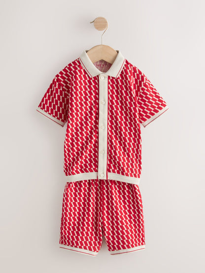 Red Check Short Sleeve Shirt and Shorts Set (3mths-7yrs) image 1