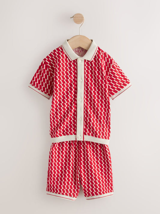 Red Check Short Sleeve Shirt and Shorts Set (3mths-7yrs) image 1