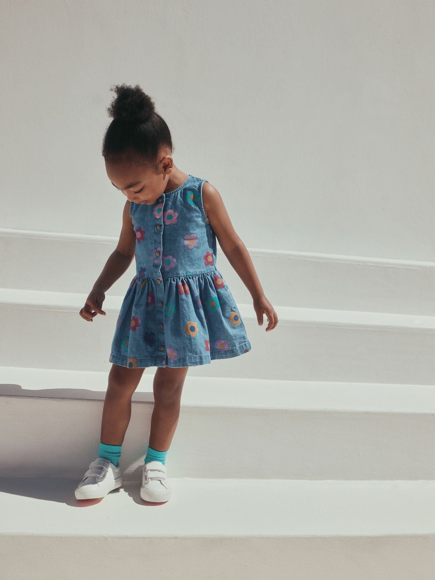 Flower Print Sleeveless Denim Dress (3mths-8yrs) image 2