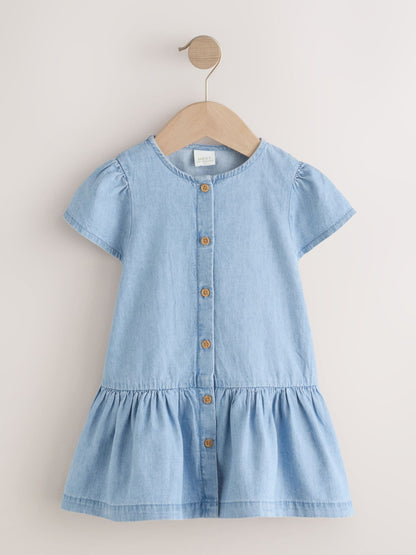Blue Denim Short Sleeve Cotton Dress (3mths-8yrs) image 4