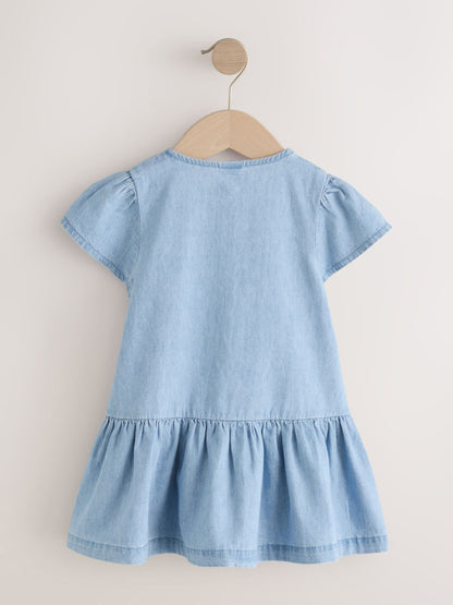 Blue Denim Short Sleeve Cotton Dress (3mths-8yrs) image 5