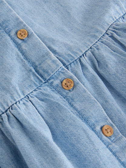 Blue Denim Short Sleeve Cotton Dress (3mths-8yrs) image 8