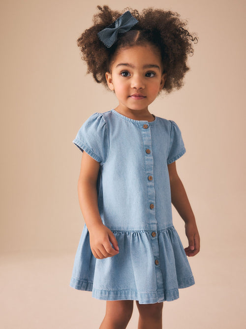 Blue Denim Short Sleeve Cotton Dress (3mths-8yrs) image 1