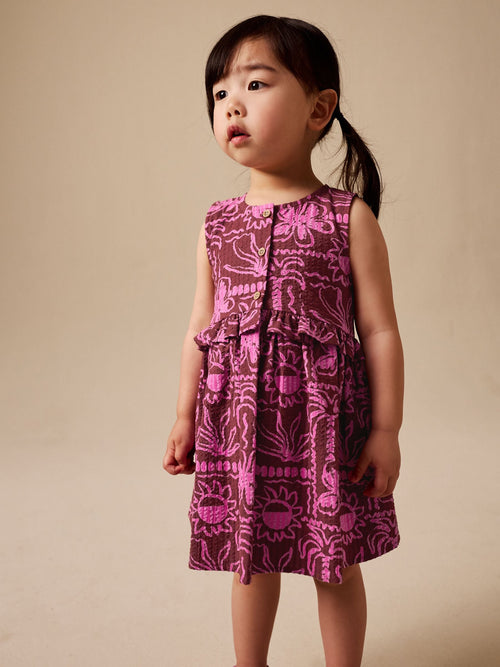Dsiney Kidz - Chocolate/Purple Sleeveless Peplum Dress (3mths-8yrs) image 1