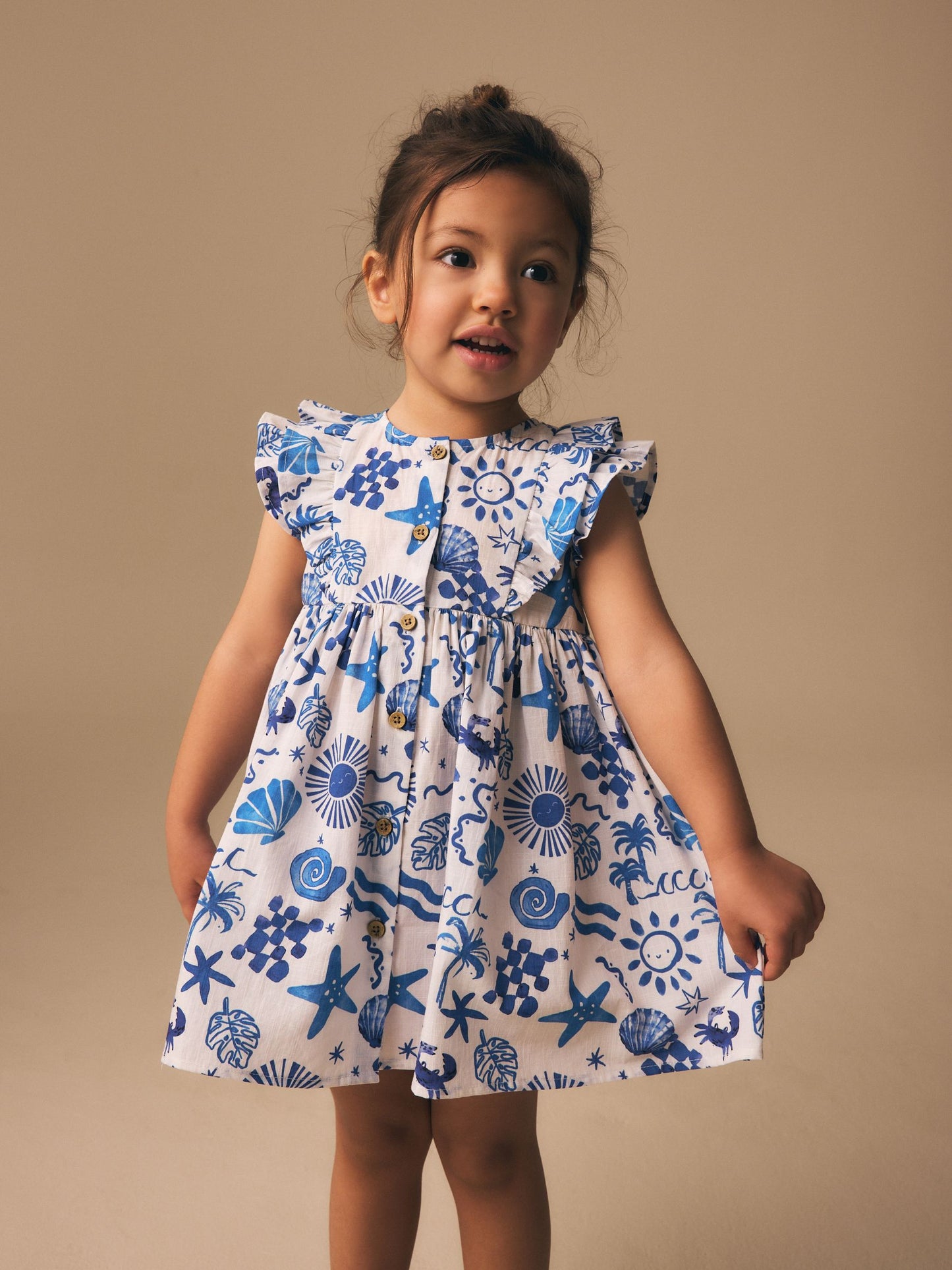 Seaside Print Double Ruffle Sleeve Dress (3mths-8yrs) image 1