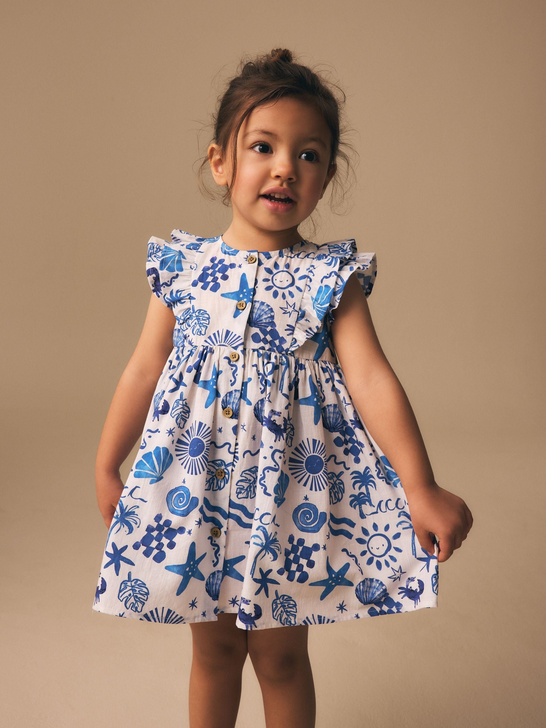 Seaside Print Double Ruffle Sleeve Dress (3mths-8yrs) image 1