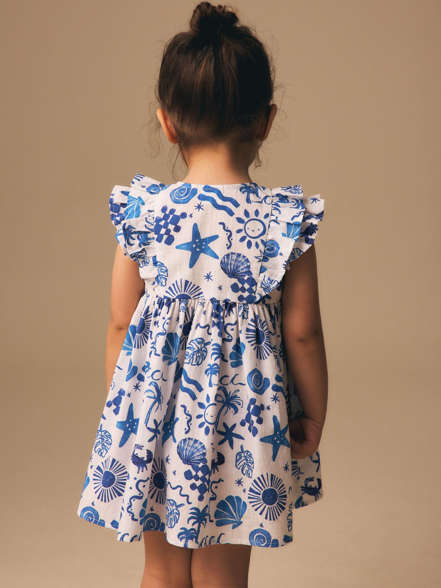 Seaside Print Double Ruffle Sleeve Dress (3mths-8yrs) image 2