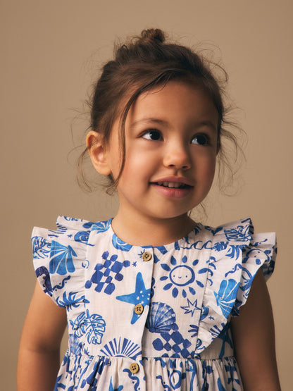 Seaside Print Double Ruffle Sleeve Dress (3mths-8yrs) image 3
