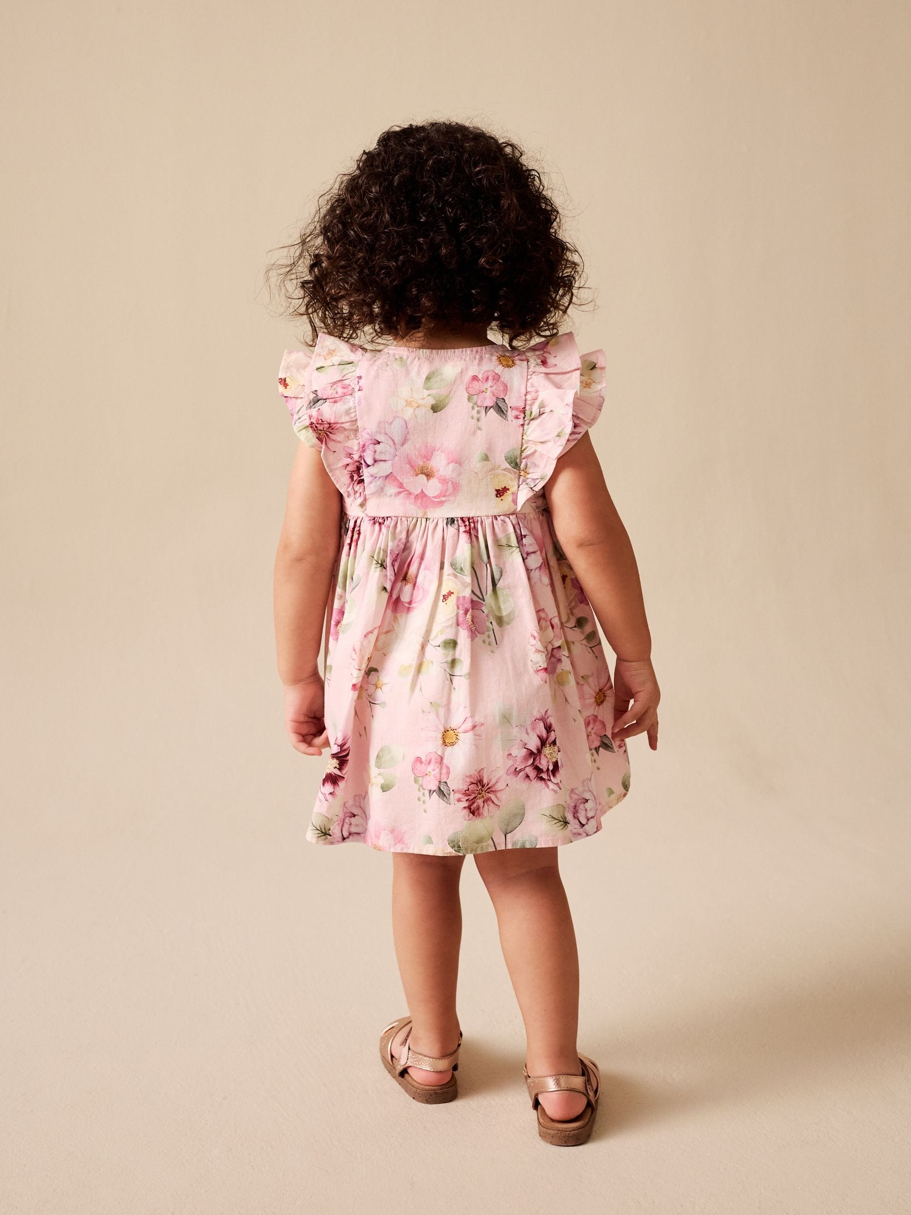 Pink Floral Double Ruffle Sleeve Dress (3mths-8yrs) image 3