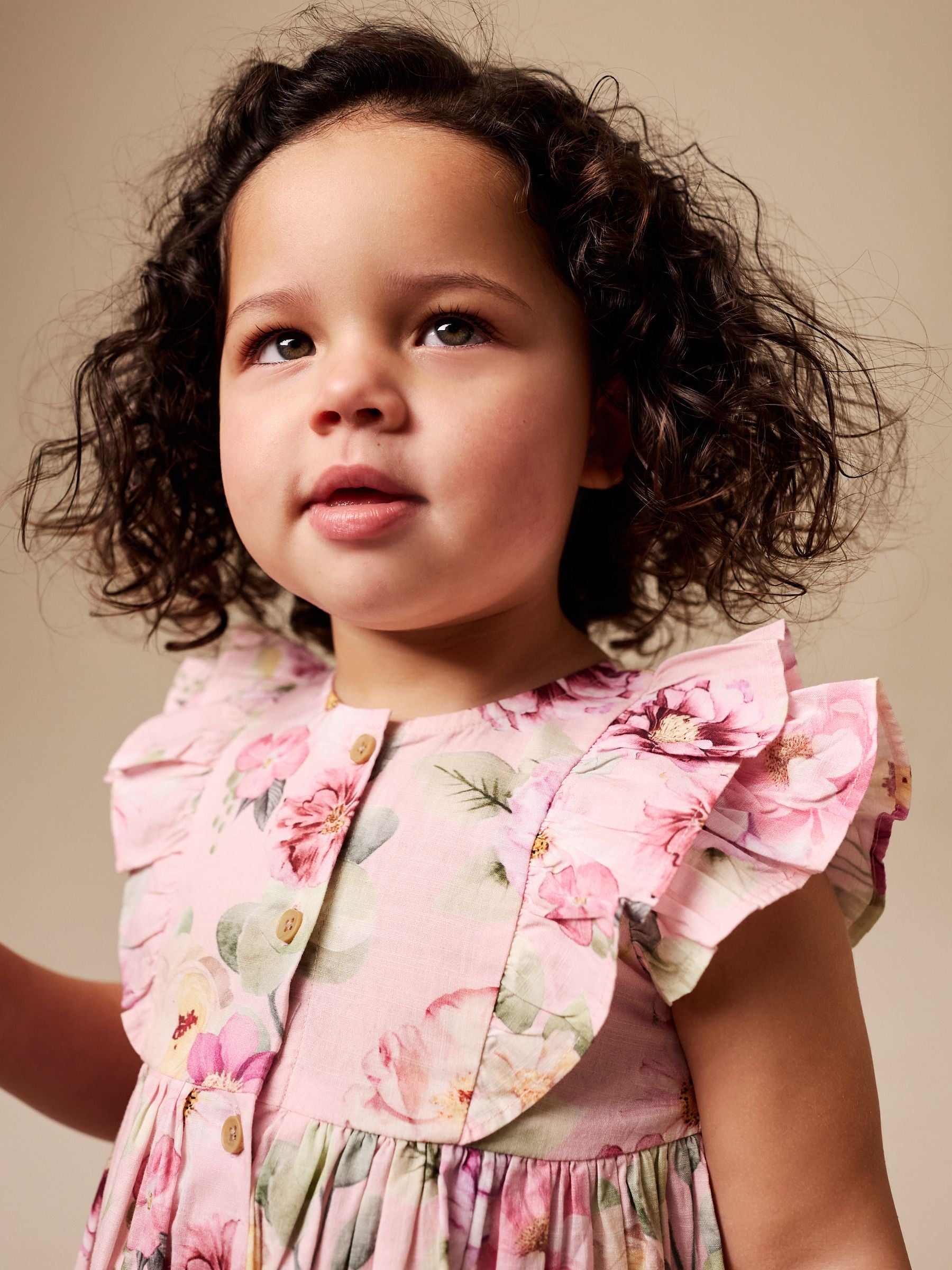 Pink Floral Double Ruffle Sleeve Dress (3mths-8yrs) image 4