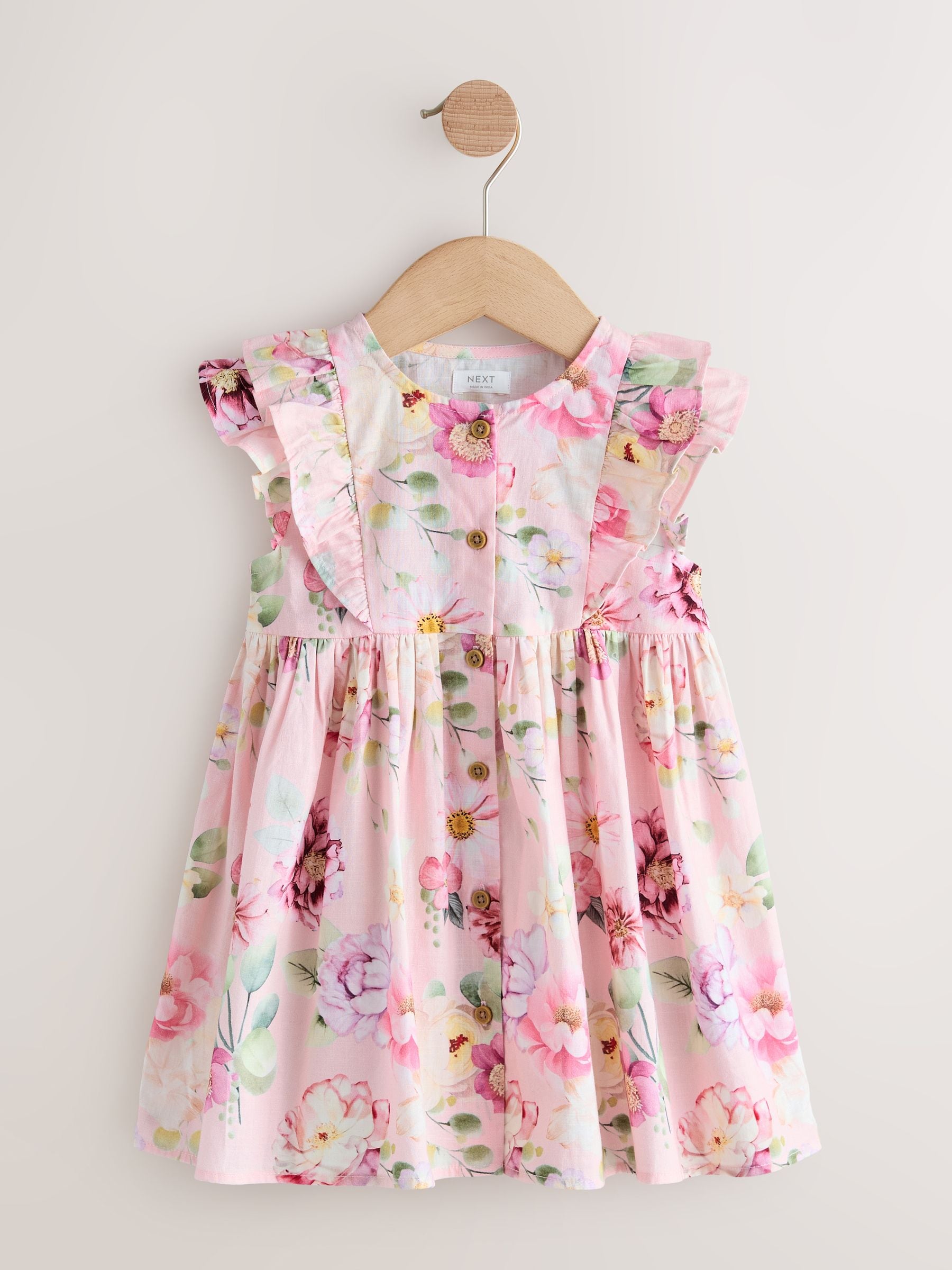 Pink Floral Double Ruffle Sleeve Dress (3mths-8yrs) image 5