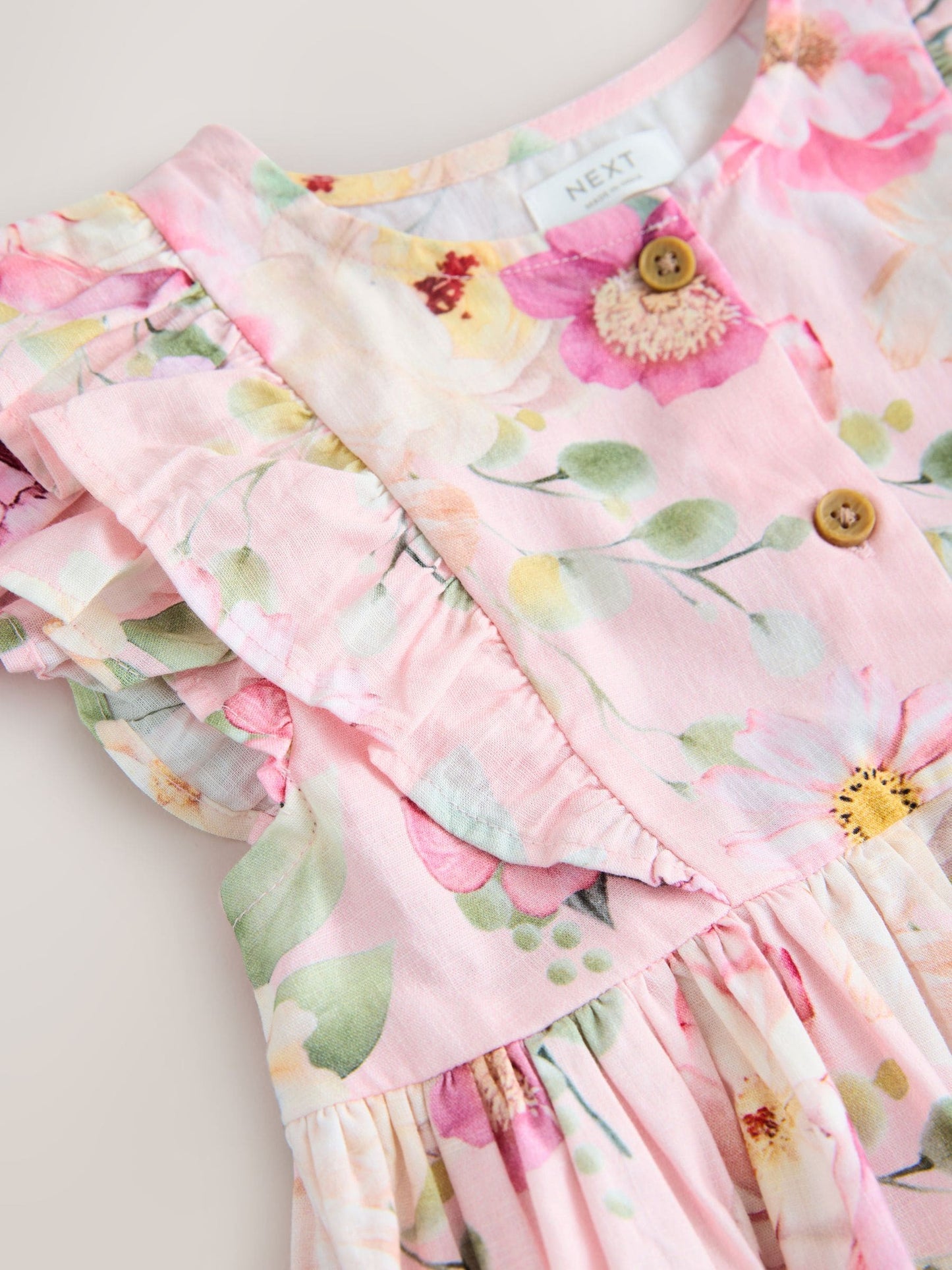 Pink Floral Double Ruffle Sleeve Dress (3mths-8yrs) image 7