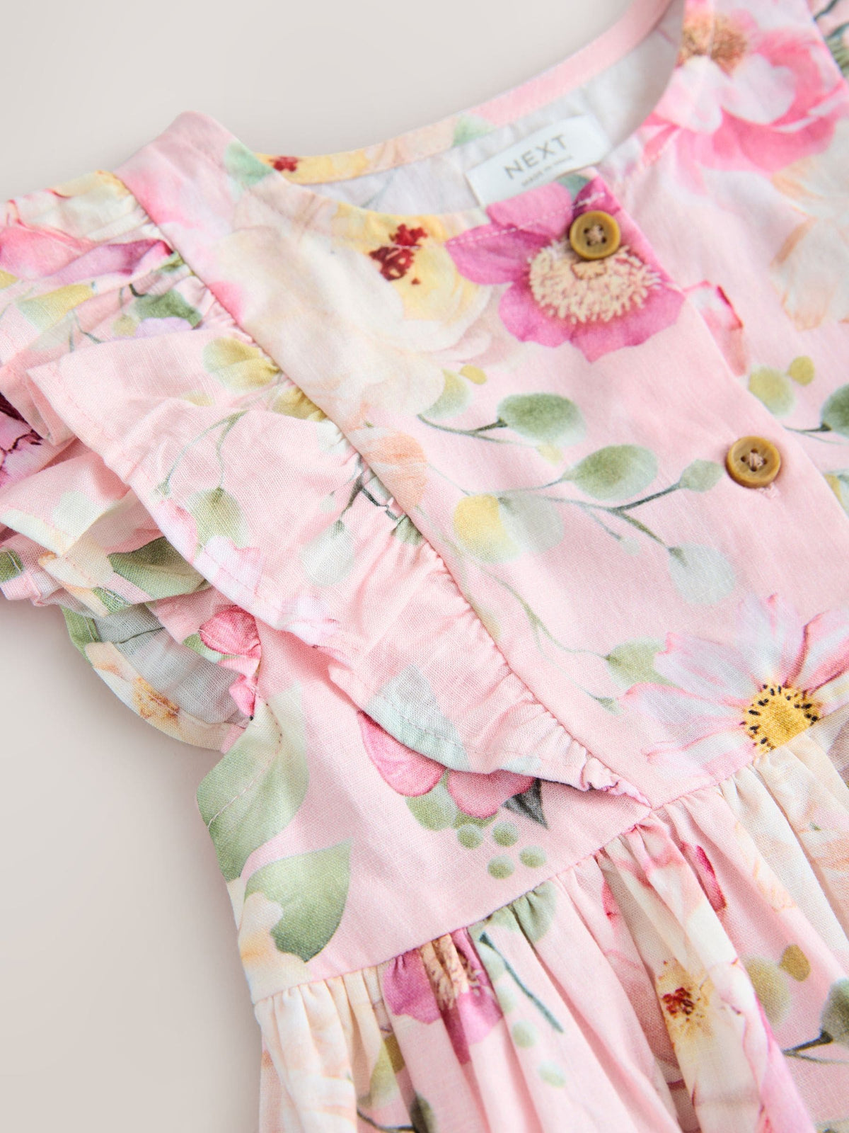 Pink Floral Double Ruffle Sleeve Dress (3mths-8yrs) image 7