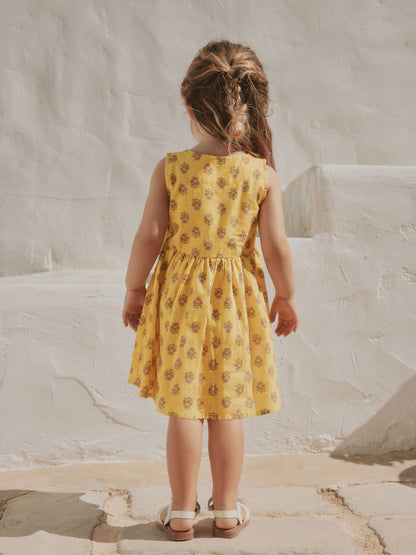 Yellow Woodblock Sleeveless Peplum Dress (3mths-8yrs) image 3