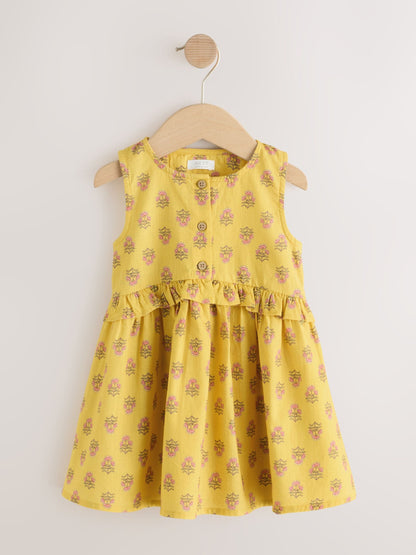 Yellow Woodblock Sleeveless Peplum Dress (3mths-8yrs) image 4