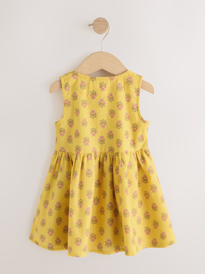 Yellow Woodblock Sleeveless Peplum Dress (3mths-8yrs) image 5
