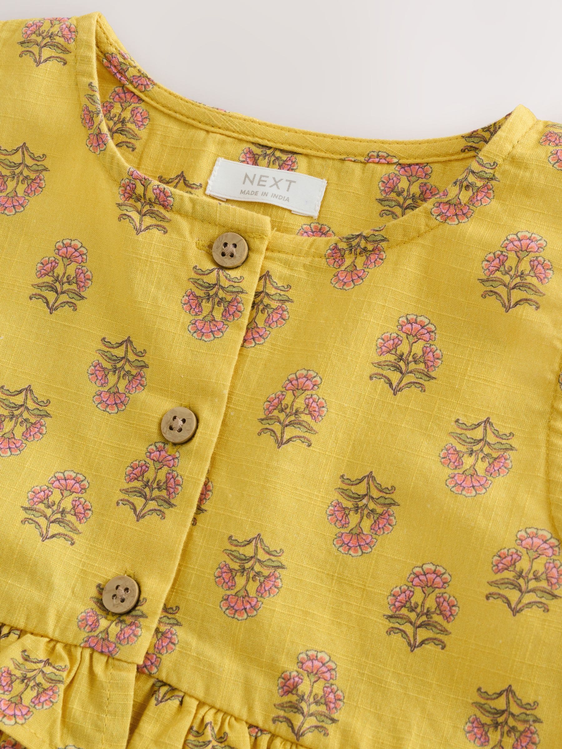Yellow Woodblock Sleeveless Peplum Dress (3mths-8yrs) image 6