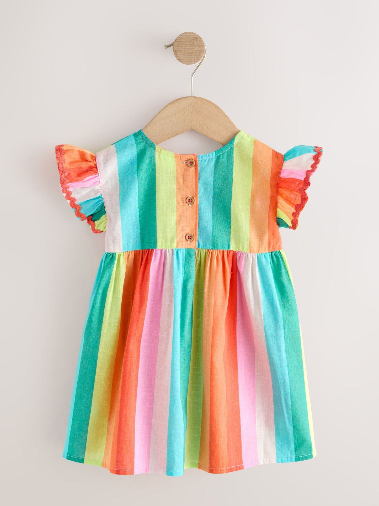 Rainbow Stripe Ric Rac Frill Sleeve Dress (3mths-8yrs) image 6