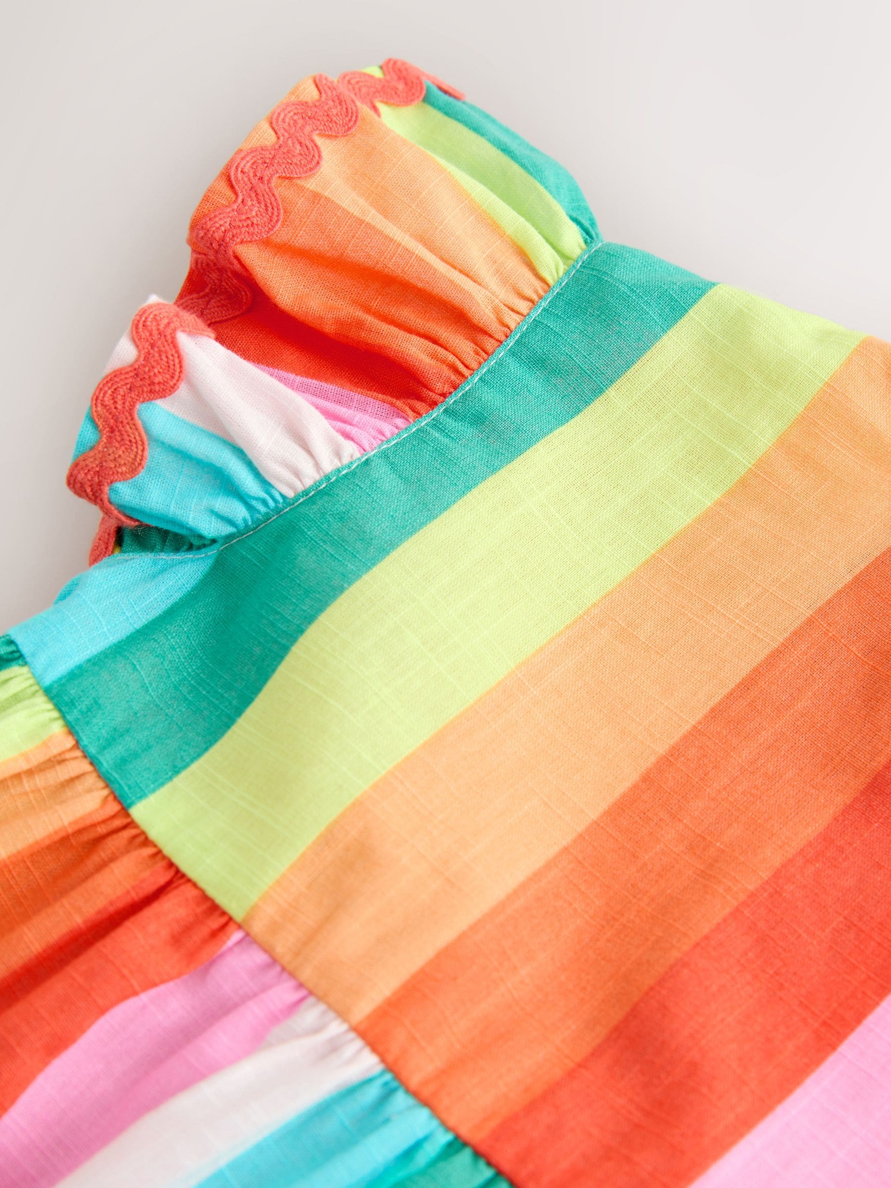 Rainbow Stripe Ric Rac Frill Sleeve Dress (3mths-8yrs) image 8