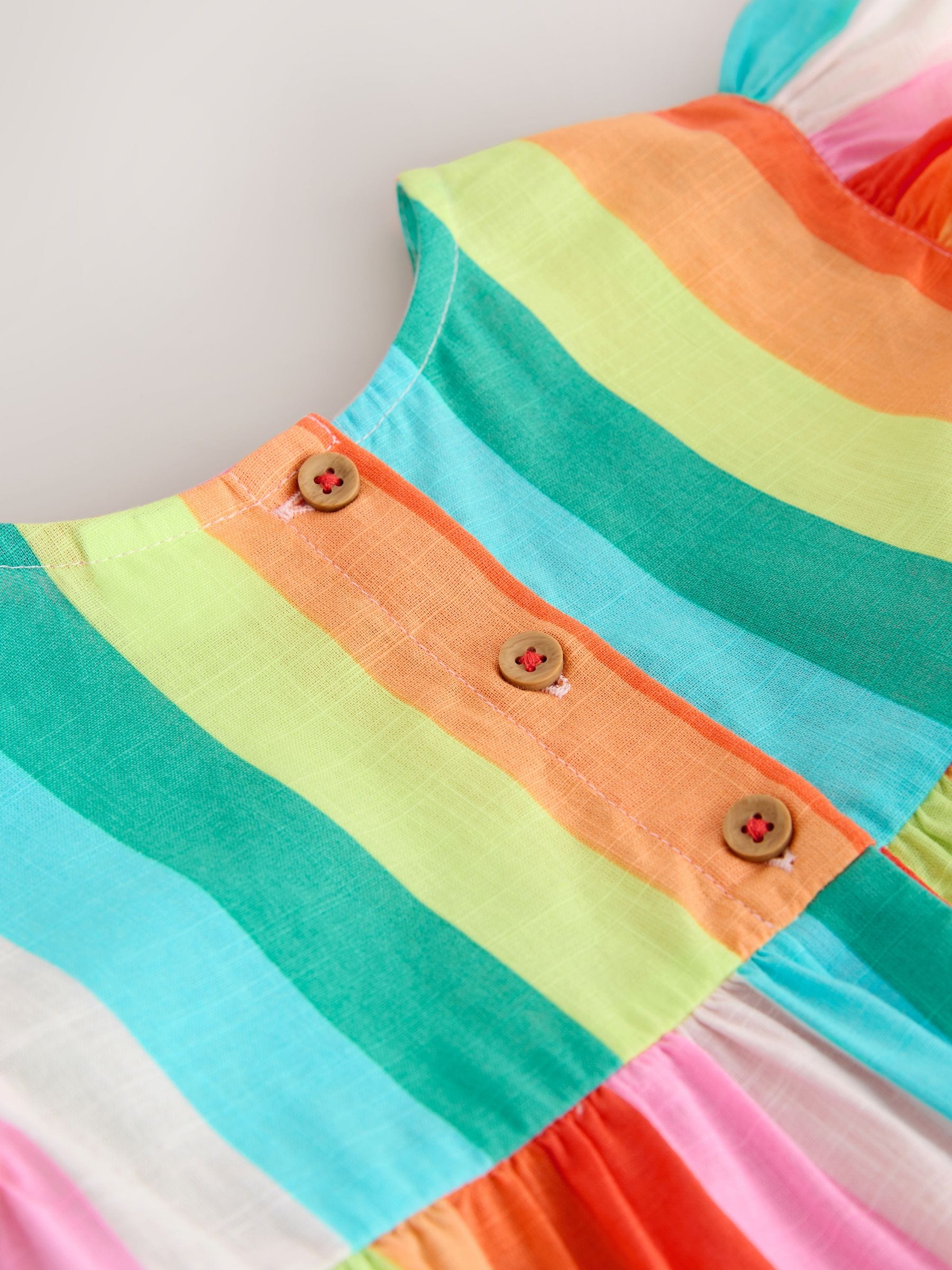 Rainbow Stripe Ric Rac Frill Sleeve Dress (3mths-8yrs) image 9