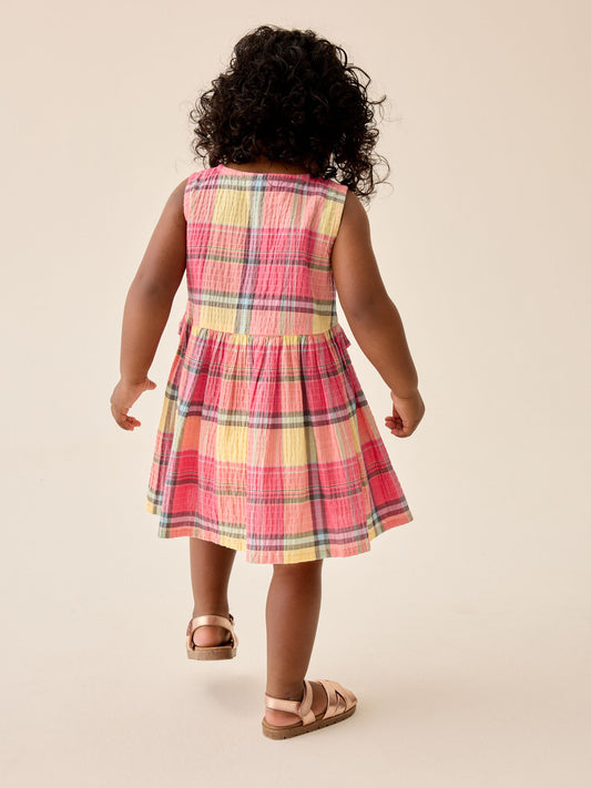 Multi Pink Check Sleeveless Peplum Dress (3mths-8yrs) image 2