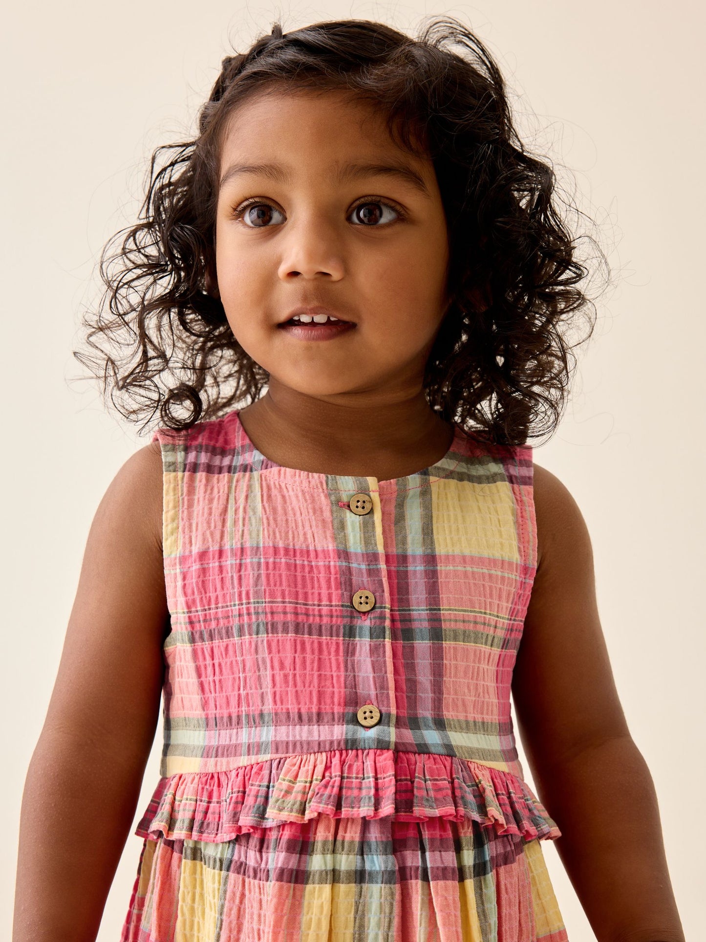 Multi Pink Check Sleeveless Peplum Dress (3mths-8yrs) image 3