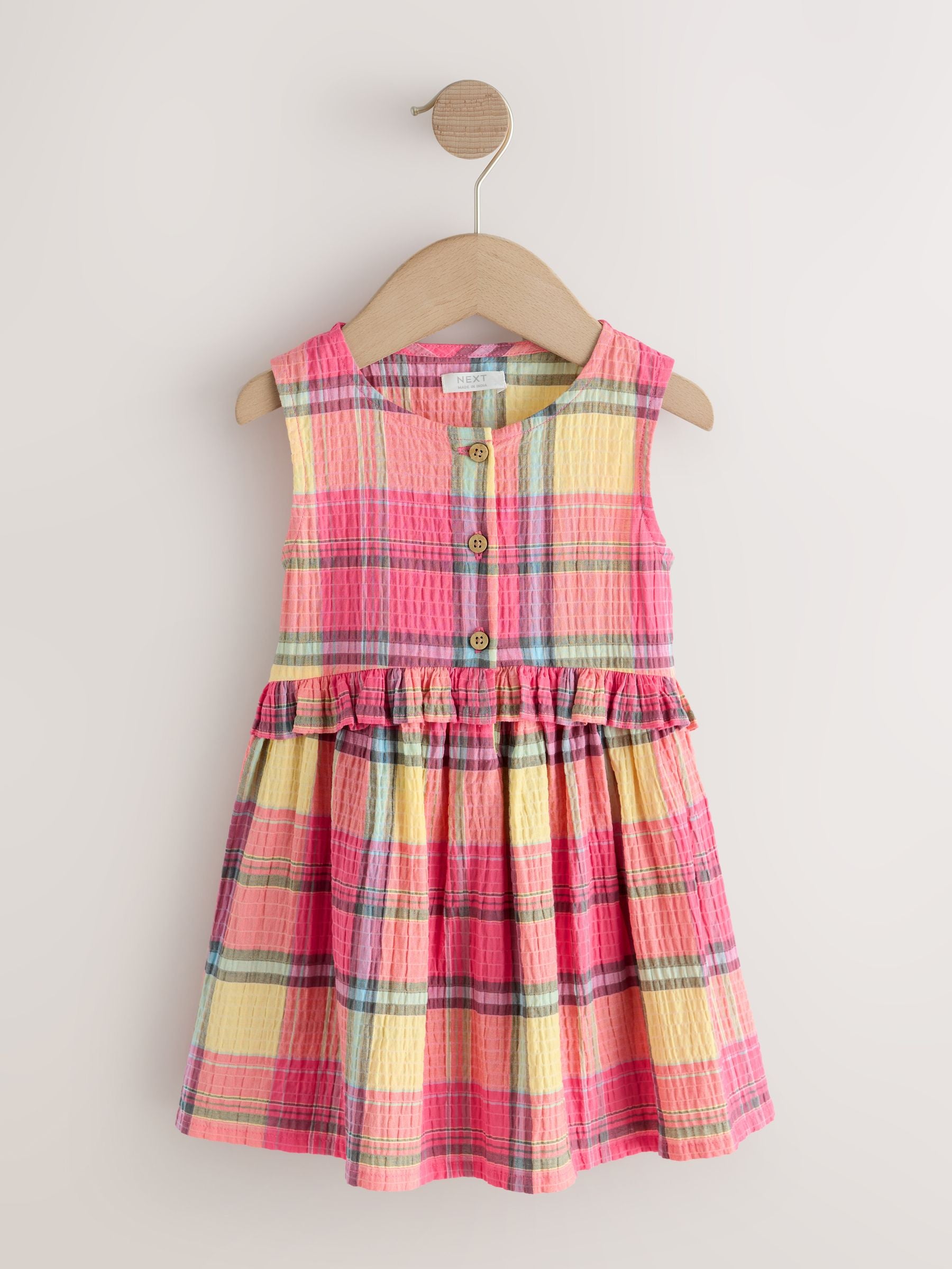 Multi Pink Check Sleeveless Peplum Dress (3mths-8yrs) image 4