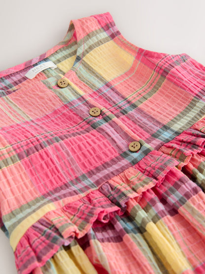 Multi Pink Check Sleeveless Peplum Dress (3mths-8yrs) image 7