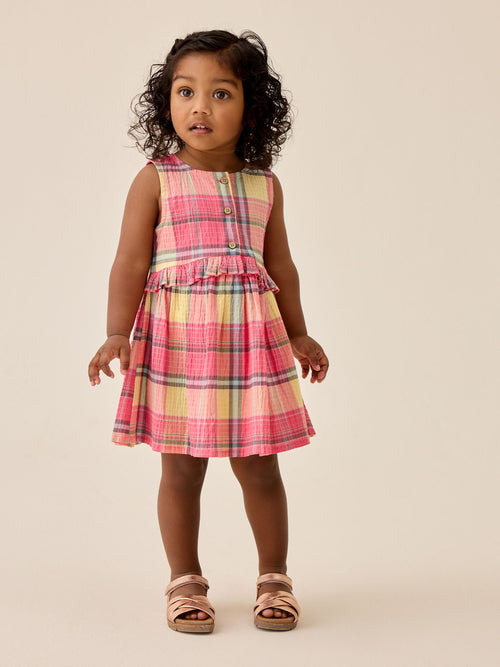 Multi Pink Check Sleeveless Peplum Dress (3mths-8yrs) image 1