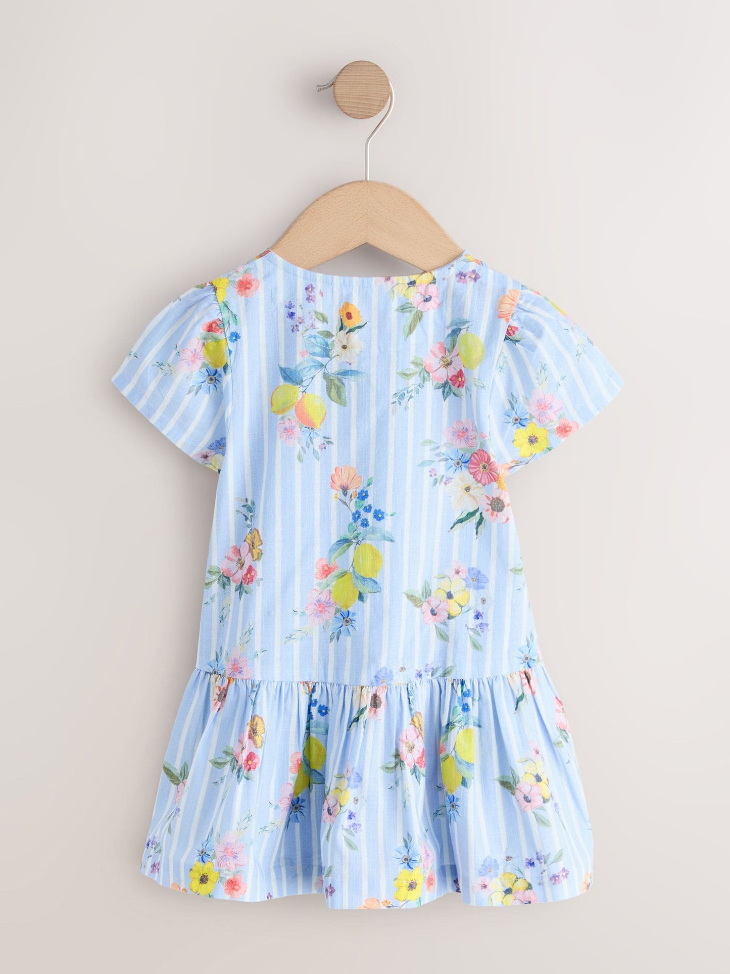 Blue/White Stripe Floral Short Sleeve Cotton Dress (3mths-8yrs) image 5