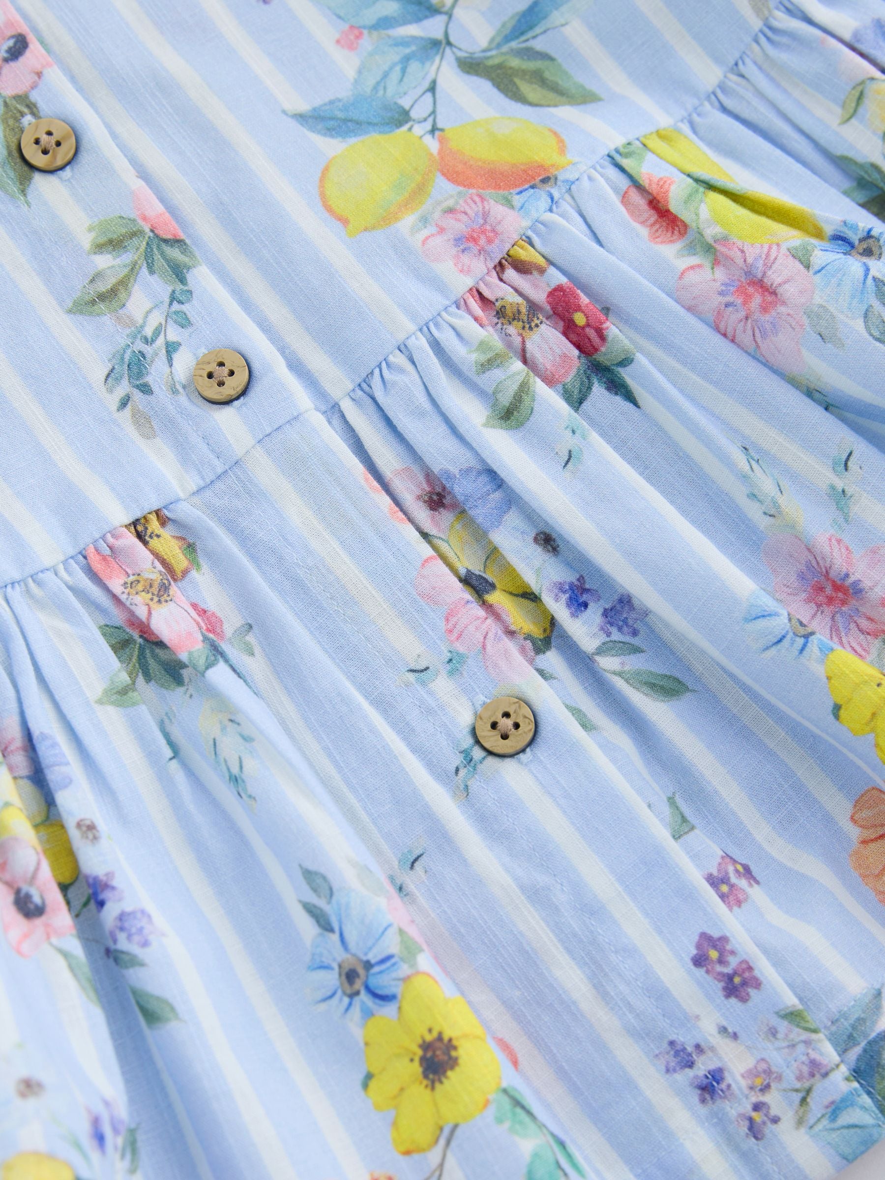 Blue/White Stripe Floral Short Sleeve Cotton Dress (3mths-8yrs) image 7