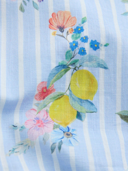 Blue/White Stripe Floral Short Sleeve Cotton Dress (3mths-8yrs) image 8