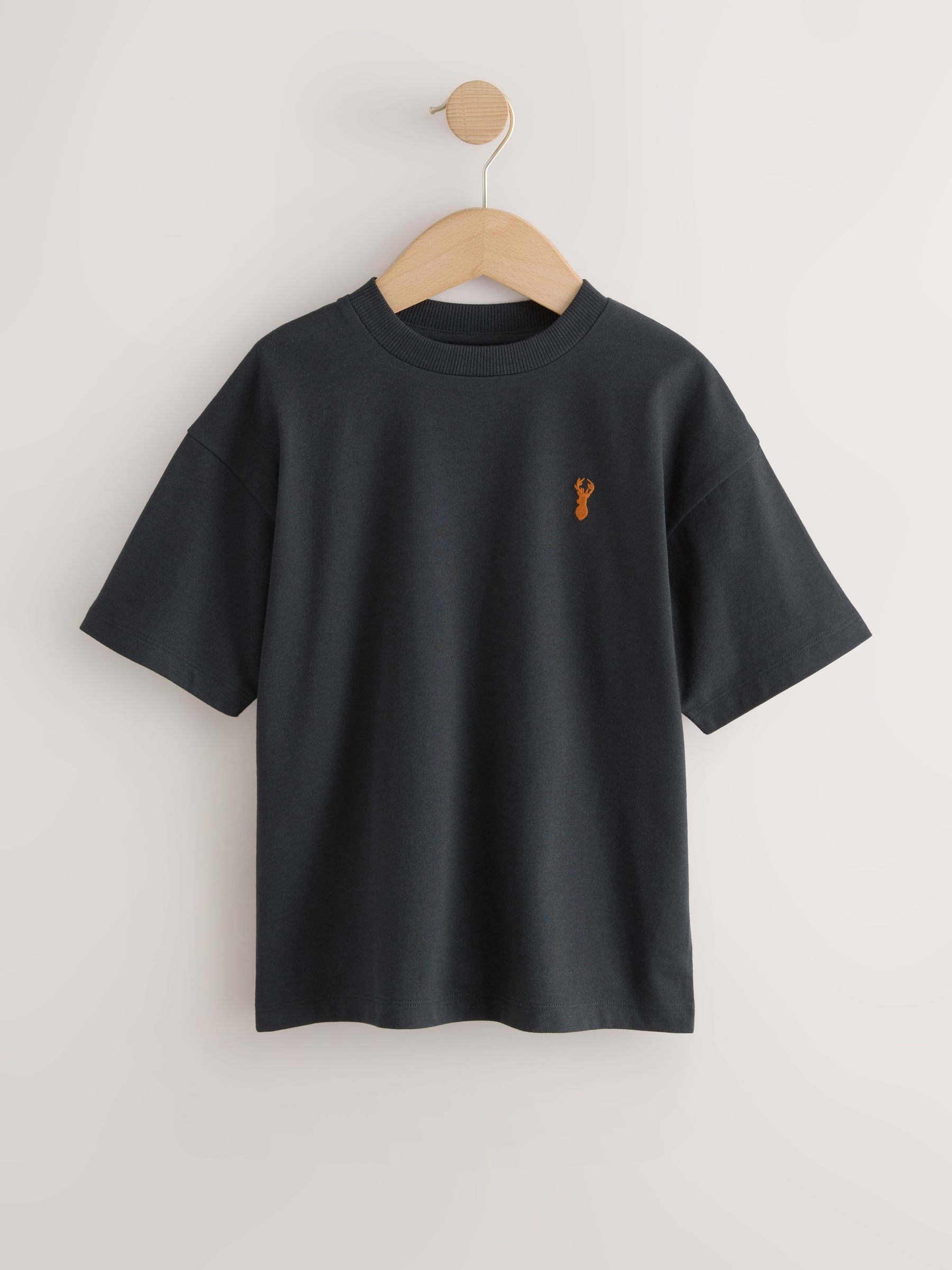Dsiney Kidz - Grey/Black/Khaki Green/Tan Brown Short Sleeve Stag Embroidered T-Shirts 4 Pack (3-16yrs) image 2