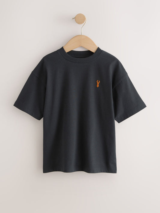 Dsiney Kidz - Grey/Black/Khaki Green/Tan Brown Short Sleeve Stag Embroidered T-Shirts 4 Pack (3-16yrs) image 2