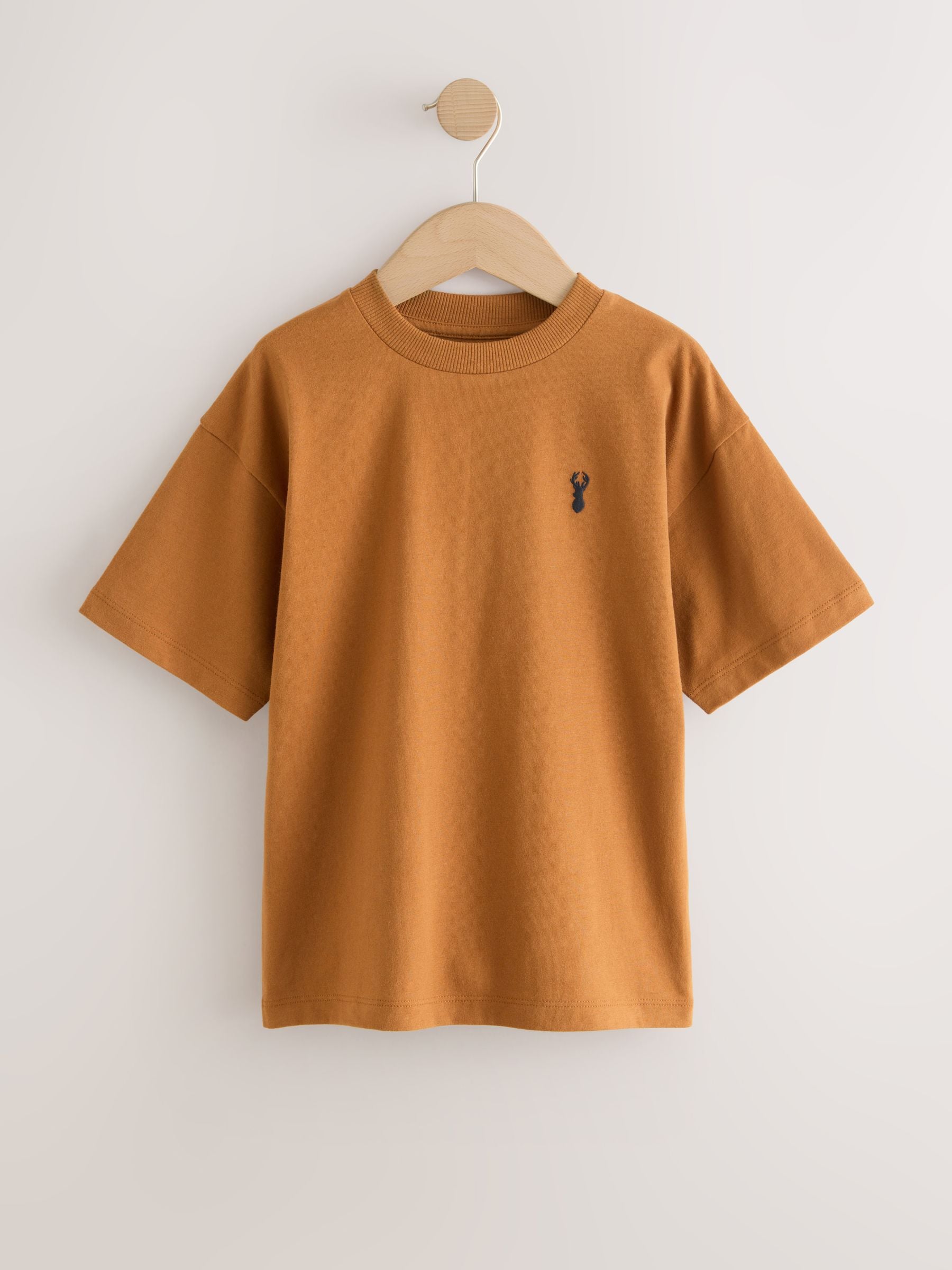 Dsiney Kidz - Grey/Black/Khaki Green/Tan Brown Short Sleeve Stag Embroidered T-Shirts 4 Pack (3-16yrs) image 3