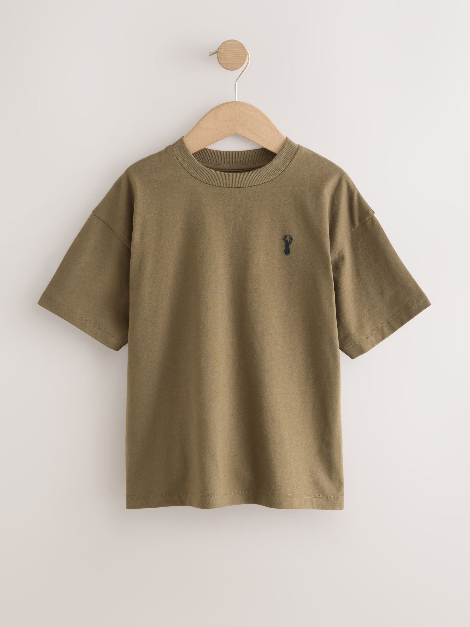 Dsiney Kidz - Grey/Black/Khaki Green/Tan Brown Short Sleeve Stag Embroidered T-Shirts 4 Pack (3-16yrs) image 4