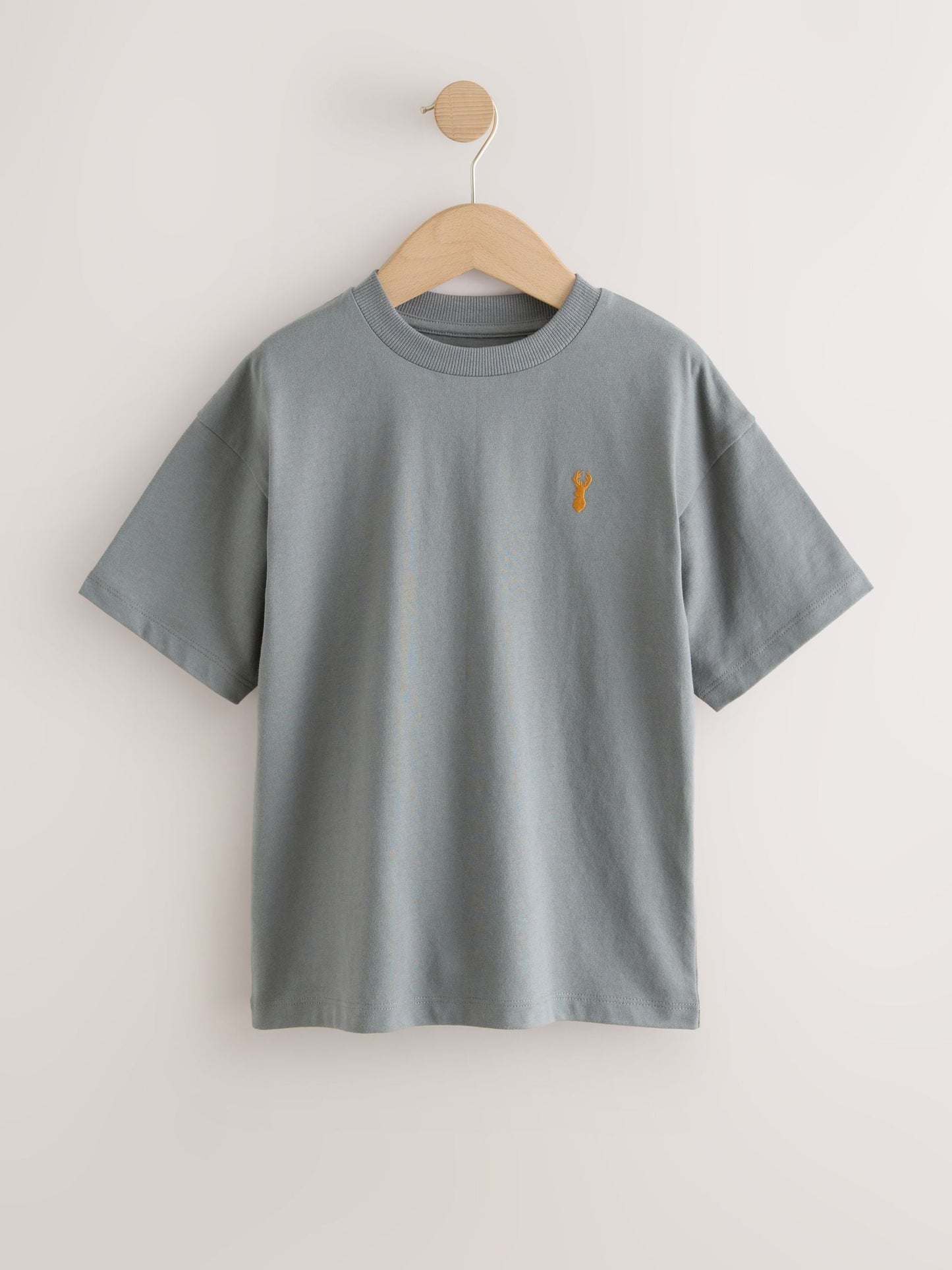 Dsiney Kidz - Grey/Black/Khaki Green/Tan Brown Short Sleeve Stag Embroidered T-Shirts 4 Pack (3-16yrs) image 5
