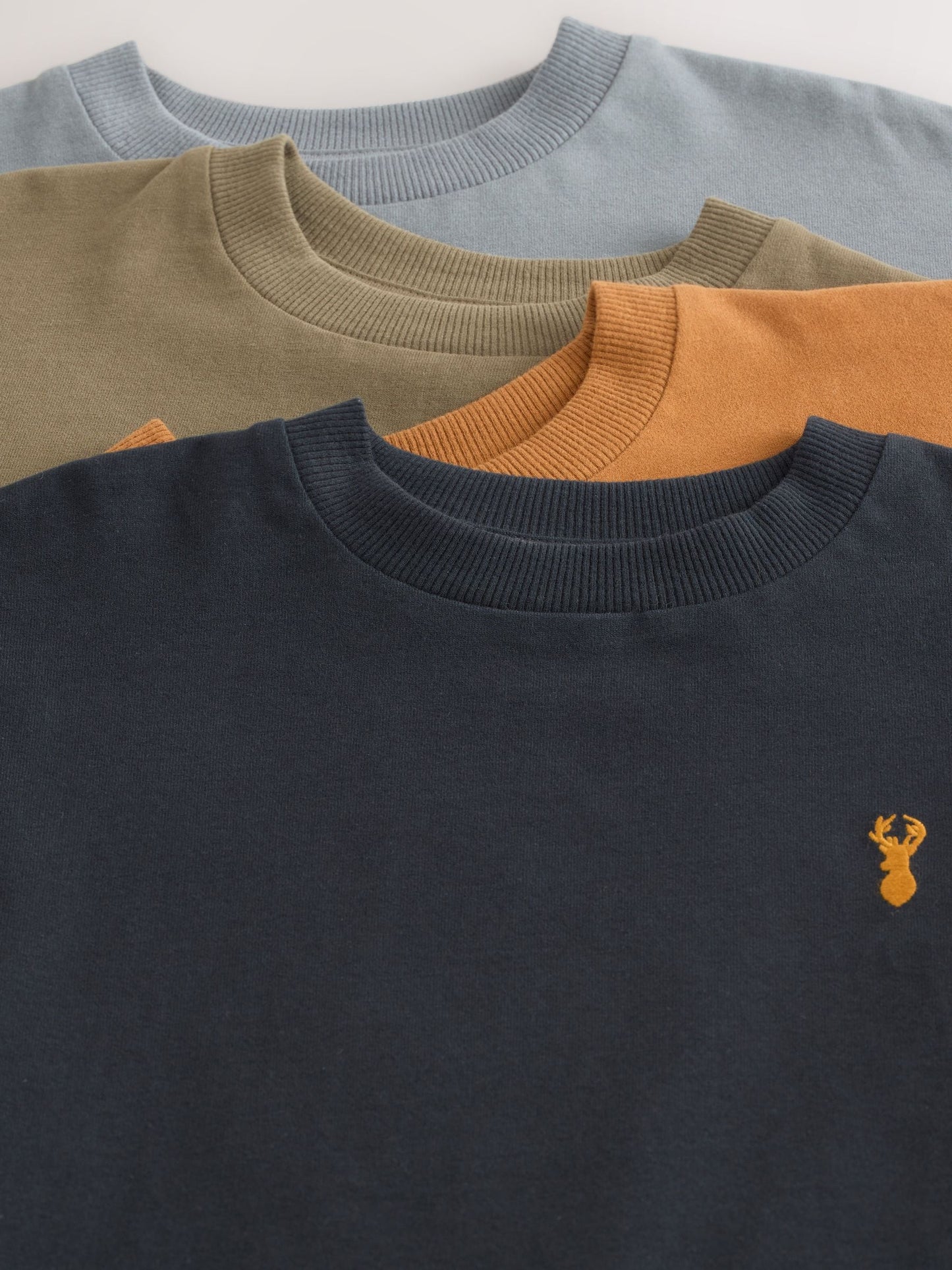 Dsiney Kidz - Grey/Black/Khaki Green/Tan Brown Short Sleeve Stag Embroidered T-Shirts 4 Pack (3-16yrs) image 8